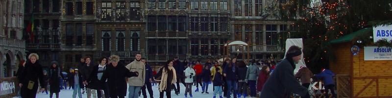 Brussels Grand Place ice skating at Christmas