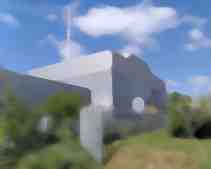 Beddington ERF from outside stacks against blue sky