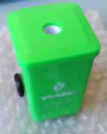 green wheelie bin pencil sharpener