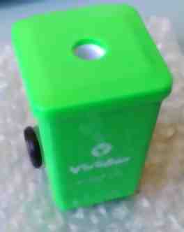green wheelie bin pencil sharpener